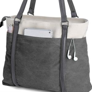 Women Laptop Tote Bag for Work Lightweight Splice Canvas 15.6 Inch Handb…